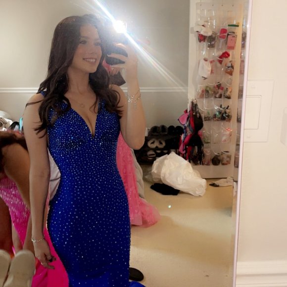 Johnathan Kayne 9213 Royal Blue Prom Dress - Picture 5 of 7